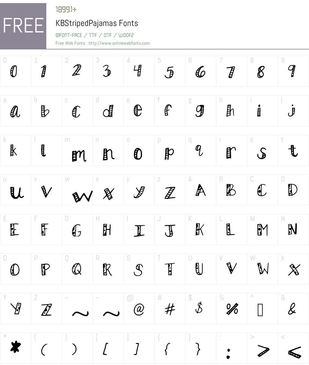 KBStripedPajamas Font Screenshots