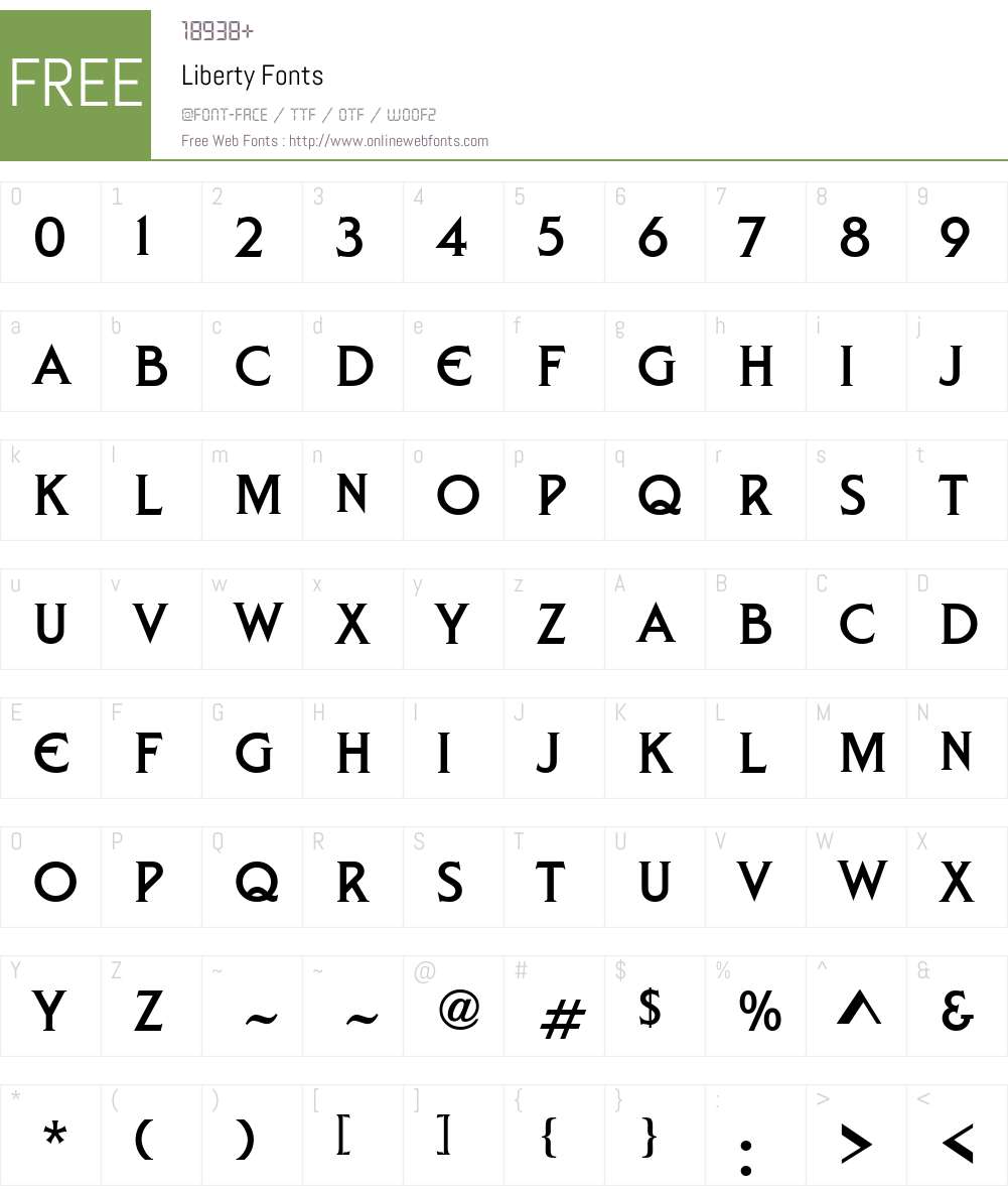 Liberty Font Screenshots