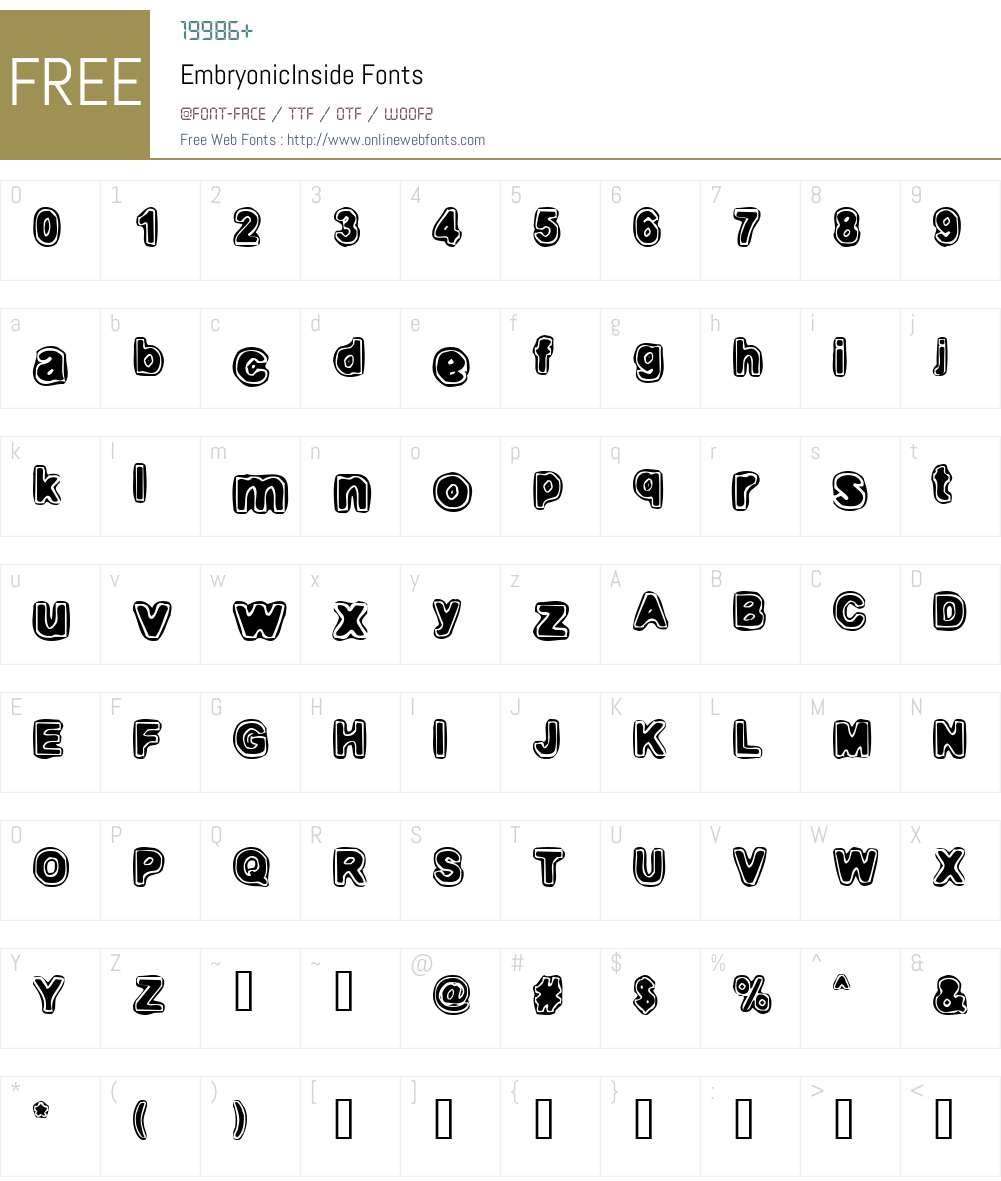 EmbryonicInside Font Screenshots