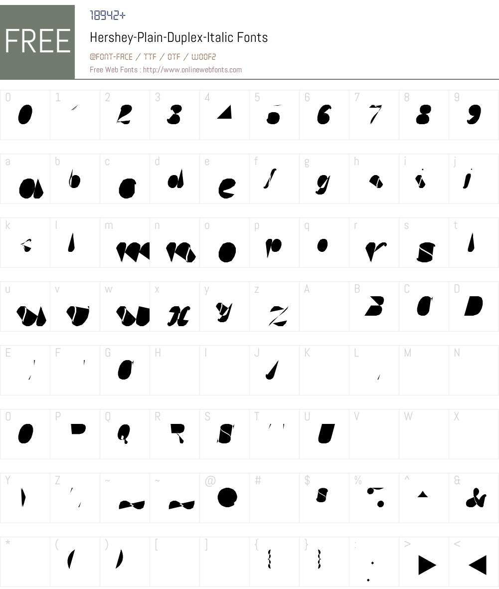Hershey-Plain-Duplex-Italic Font Screenshots
