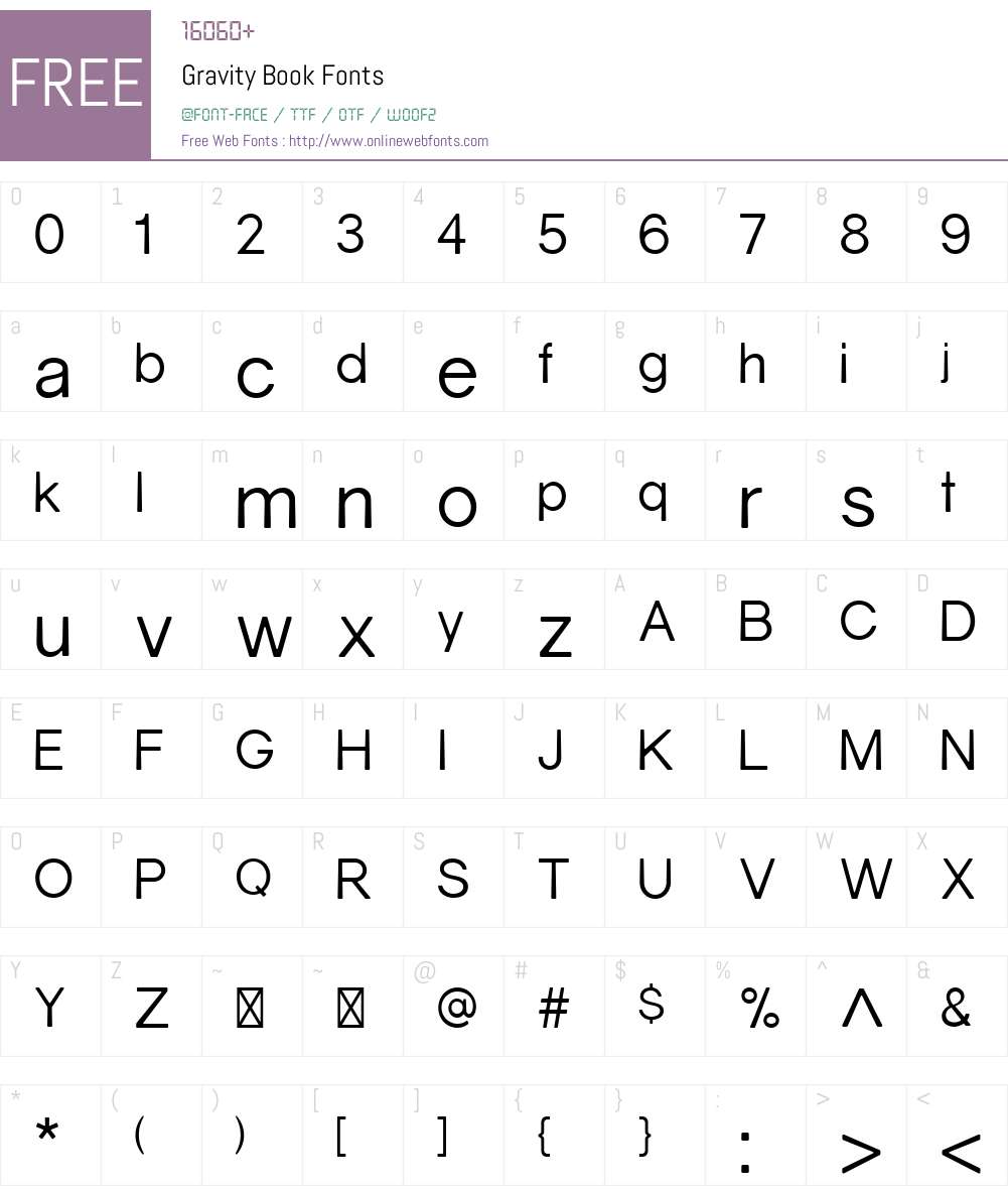 Gravity Font Screenshots