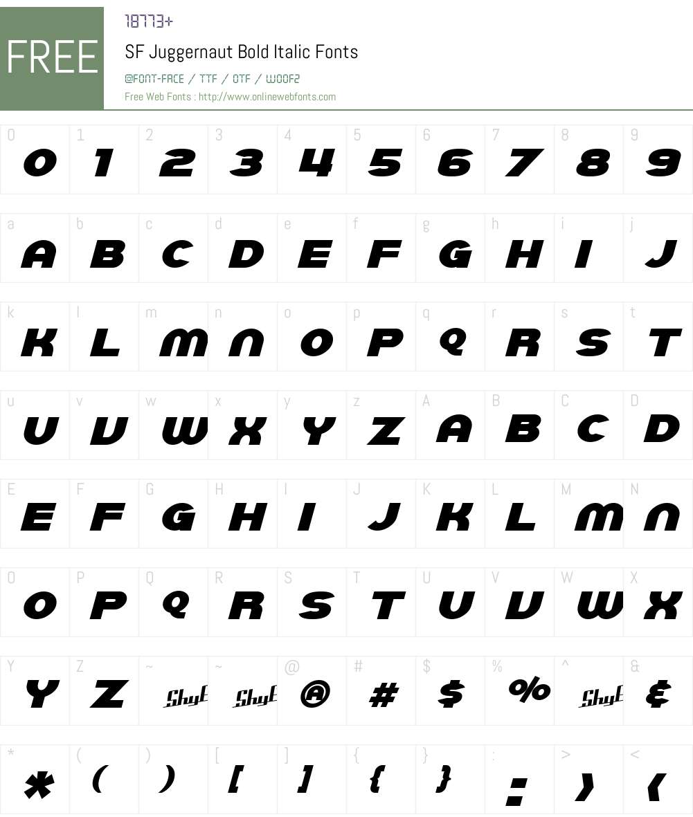 SF Juggernaut Font Screenshots