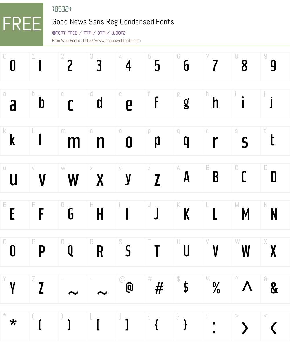 Good News Sans Reg Condensed Font Screenshots