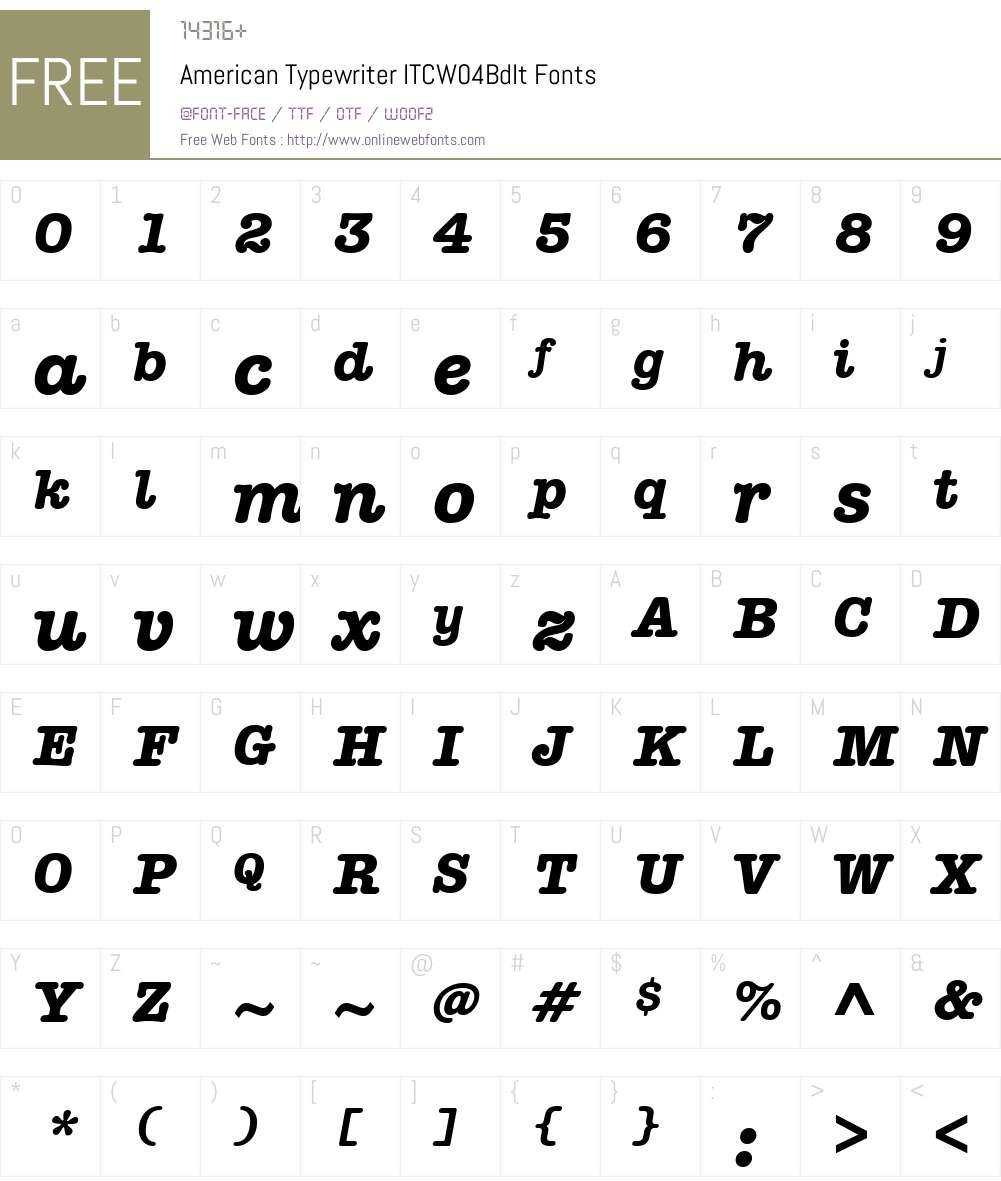 ITC American Typewriter Font Screenshots
