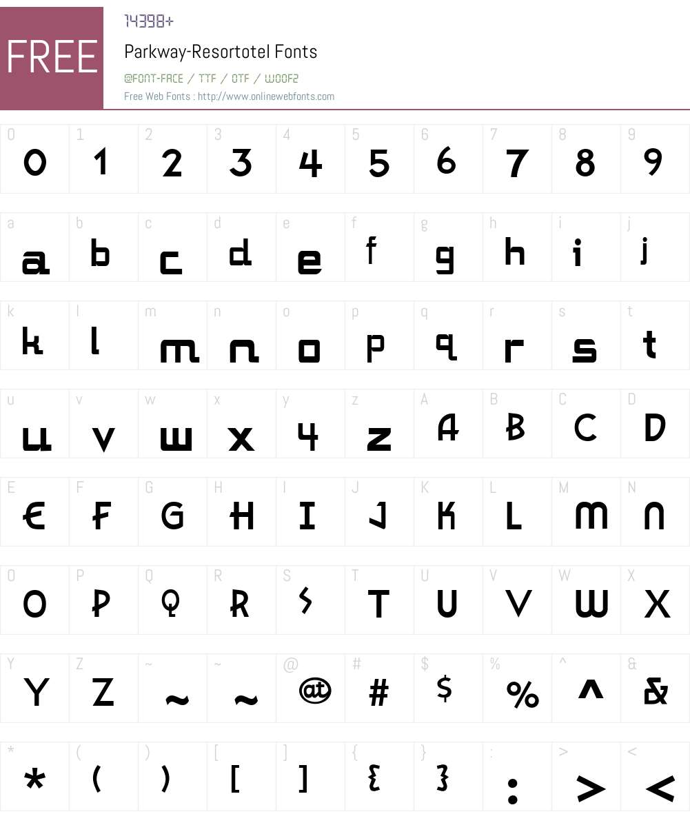 Parkway Font Screenshots