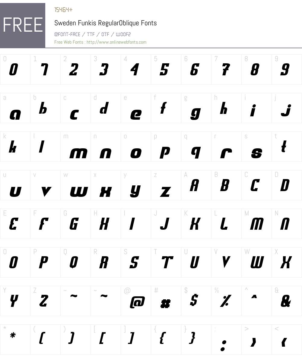 Sweden Funkis RegularOblique Font Screenshots