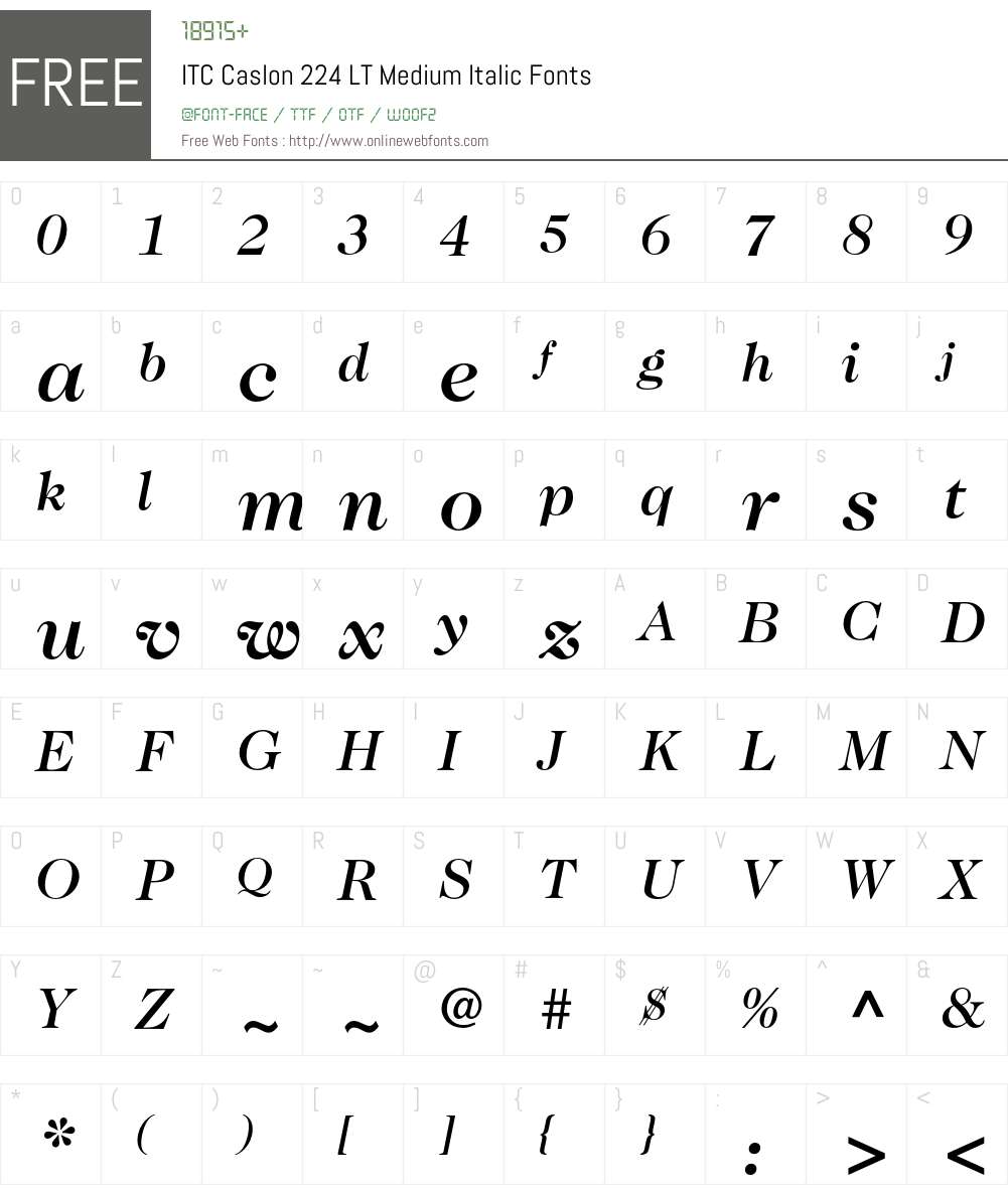 ITC Caslon 224 LT Font Screenshots