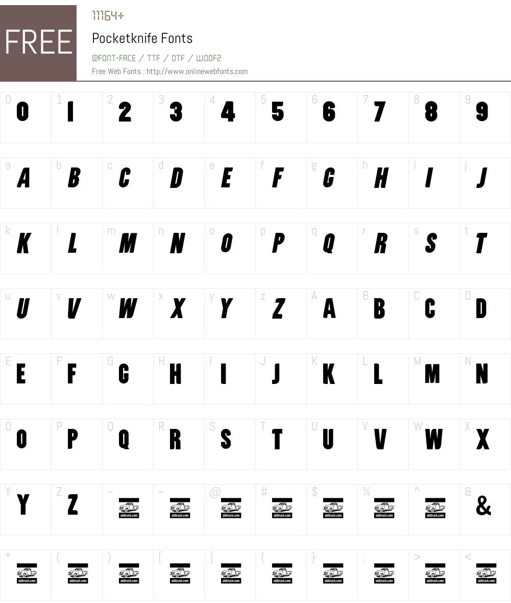 Pocketknife Font Screenshots
