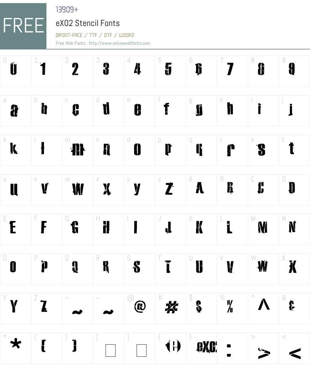 eXO2 Stencil Font Screenshots