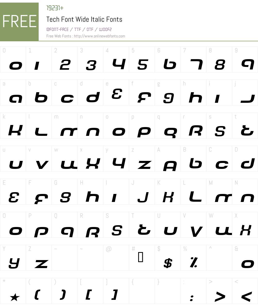 Tech Font Wide Italic Version1.0 Fonts Free Download - OnlineWebFonts.COM