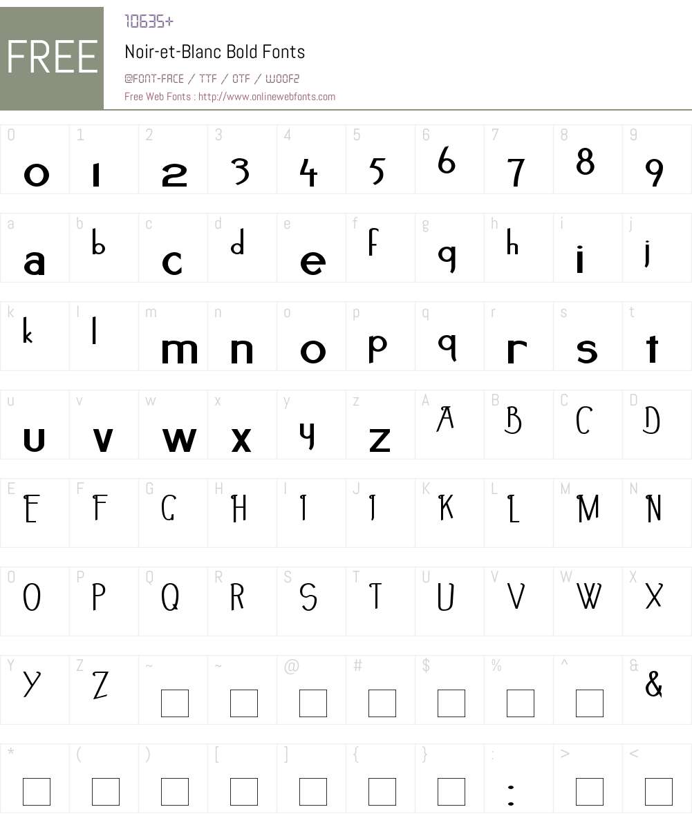 Noir-et-Blanc Font Screenshots