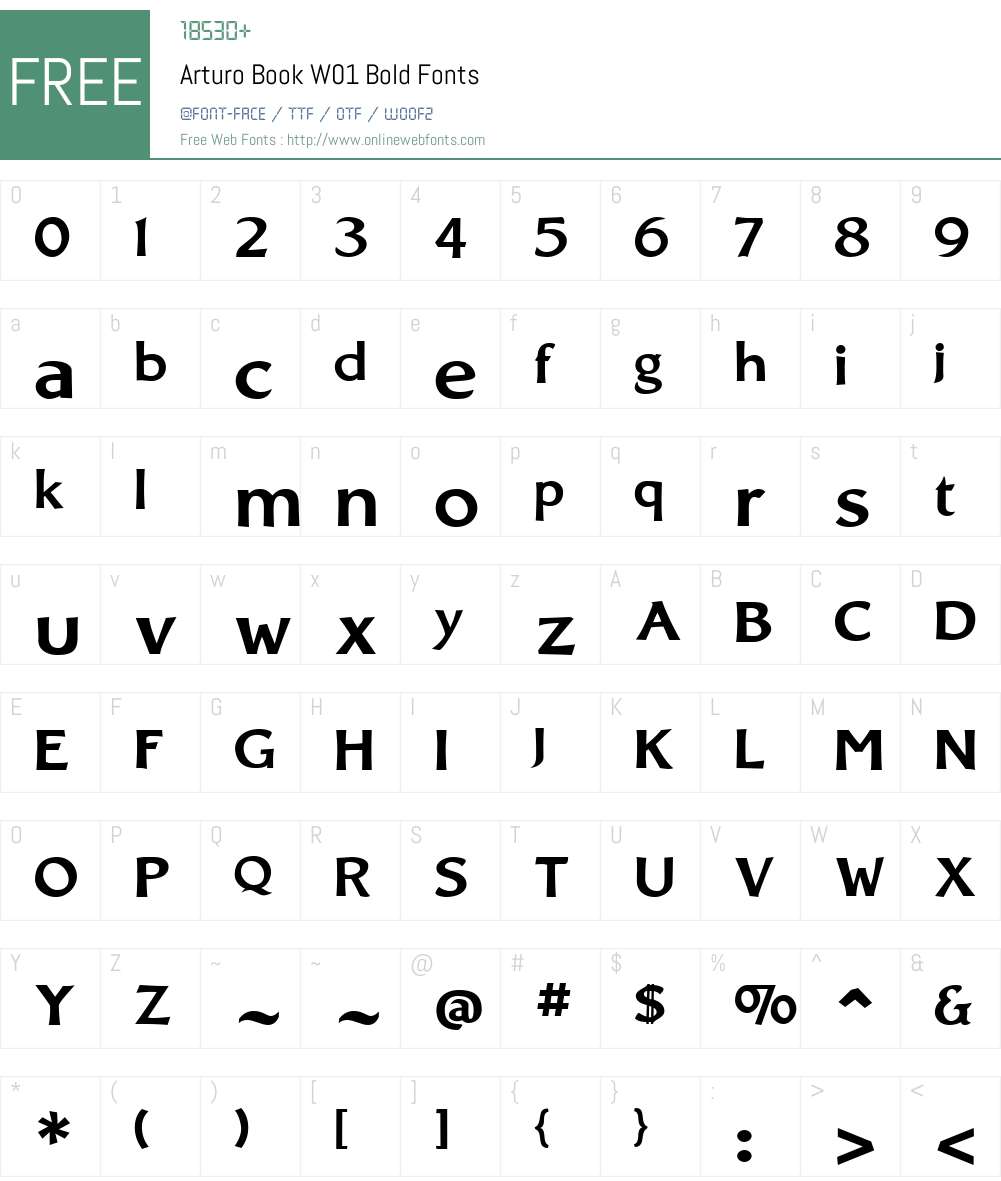 ArturoBookW01-Bold Font Screenshots