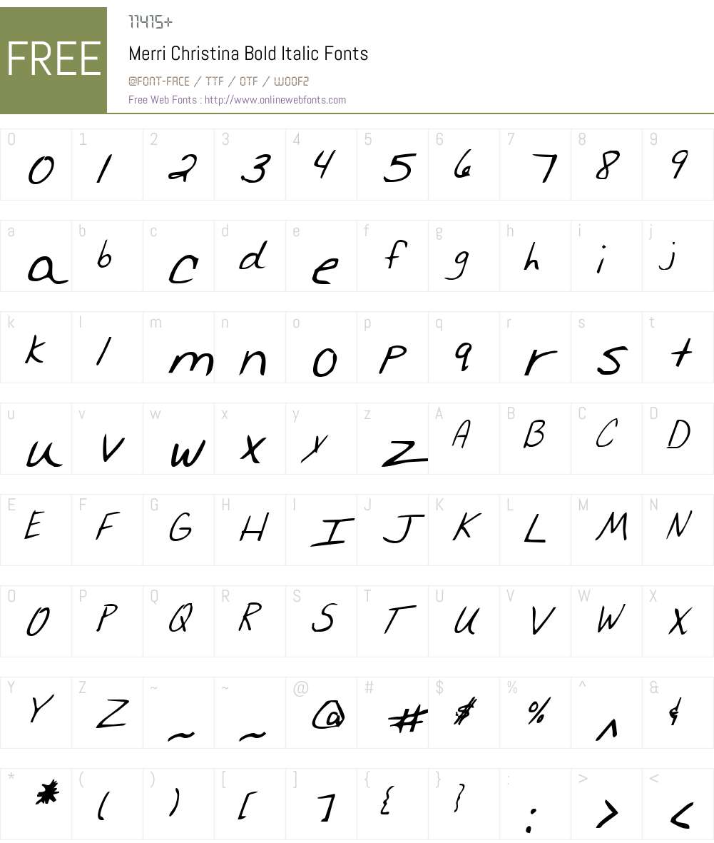 Merri Christina Bold Italic Font Screenshots