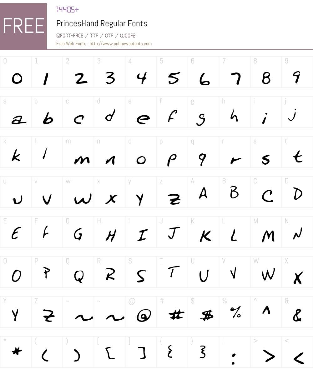 PrincesHand Font Screenshots