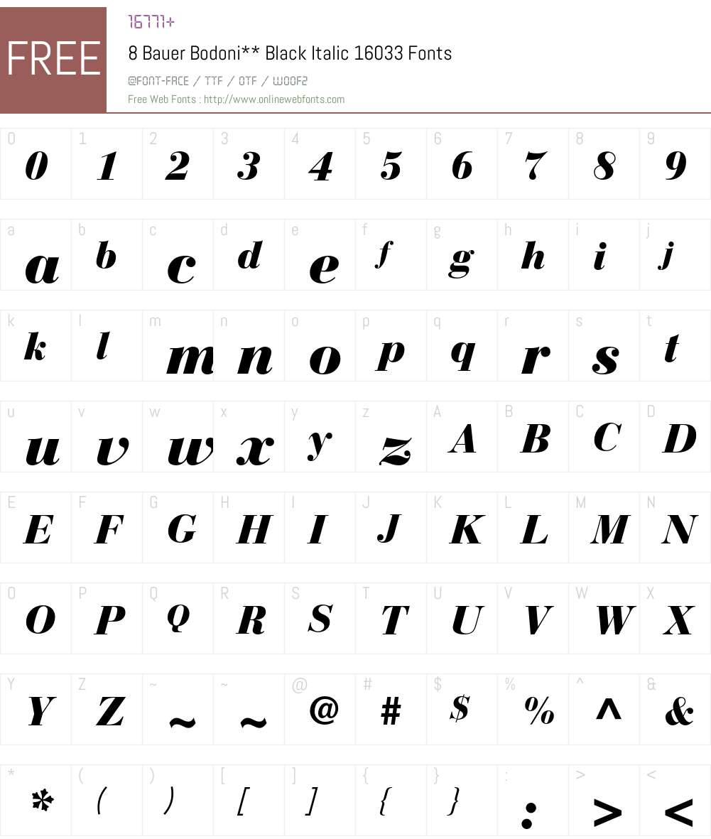 BauerBodoni Font Screenshots