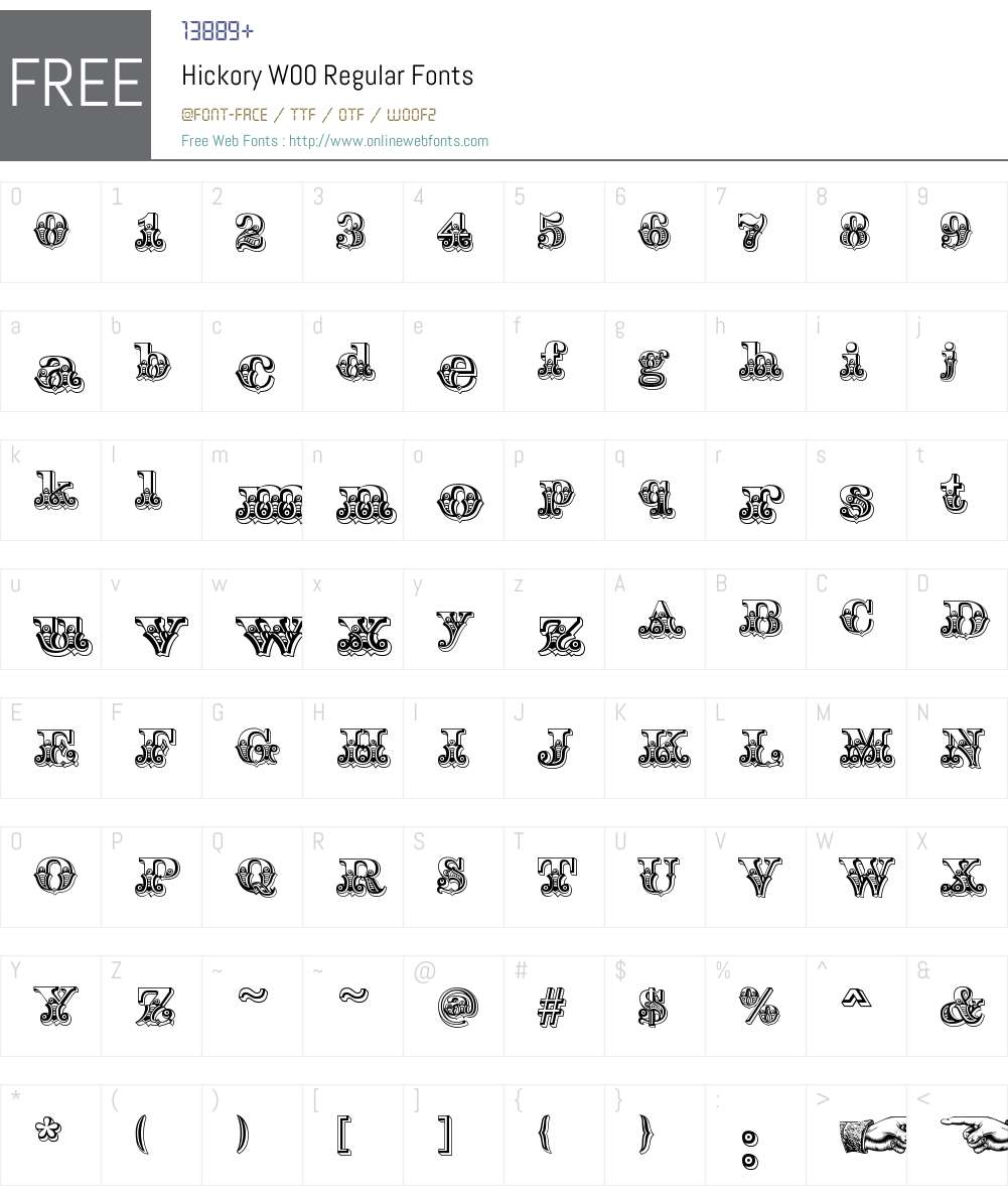 HickoryW00-Regular Font Screenshots