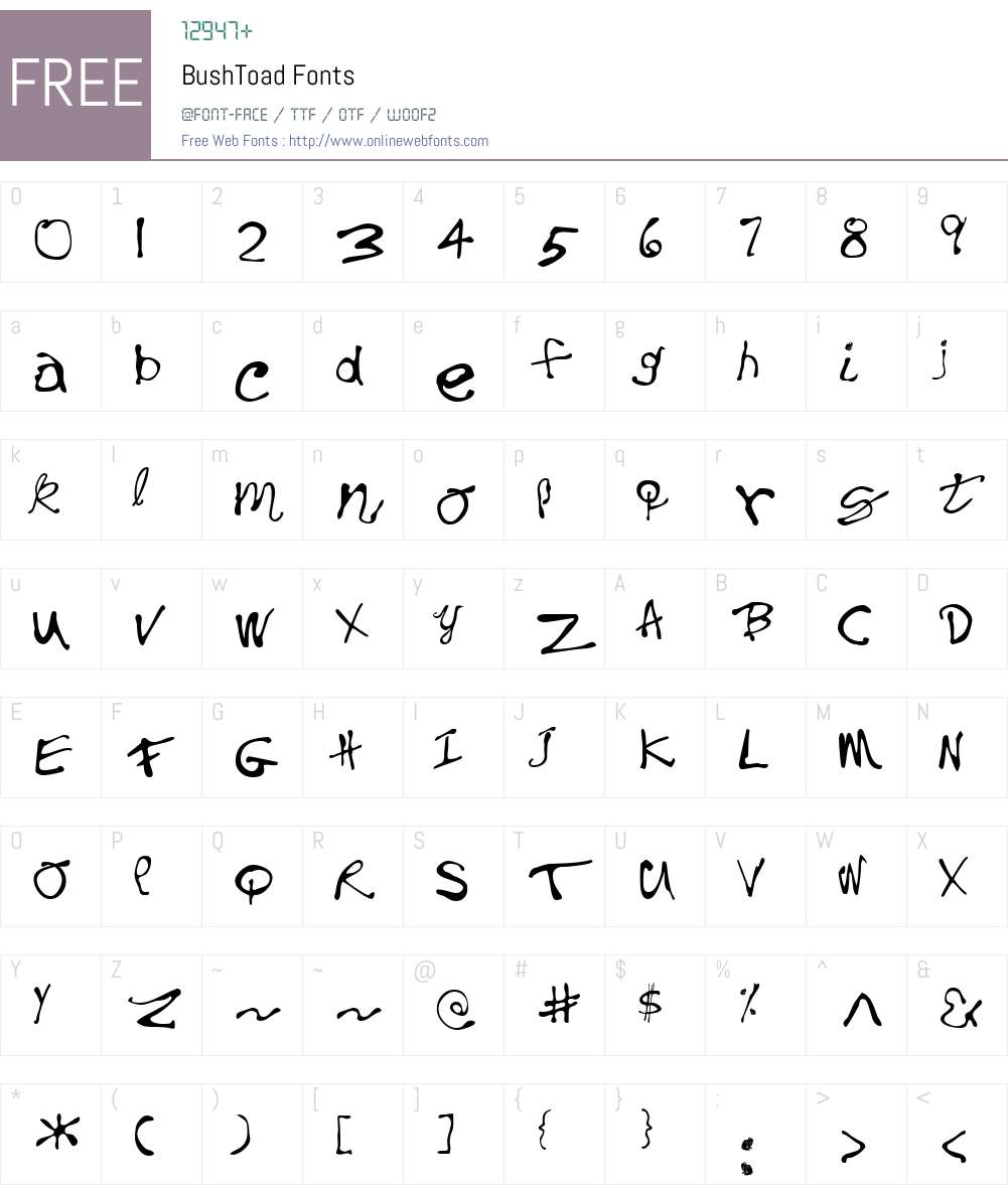 BushToad Font Screenshots