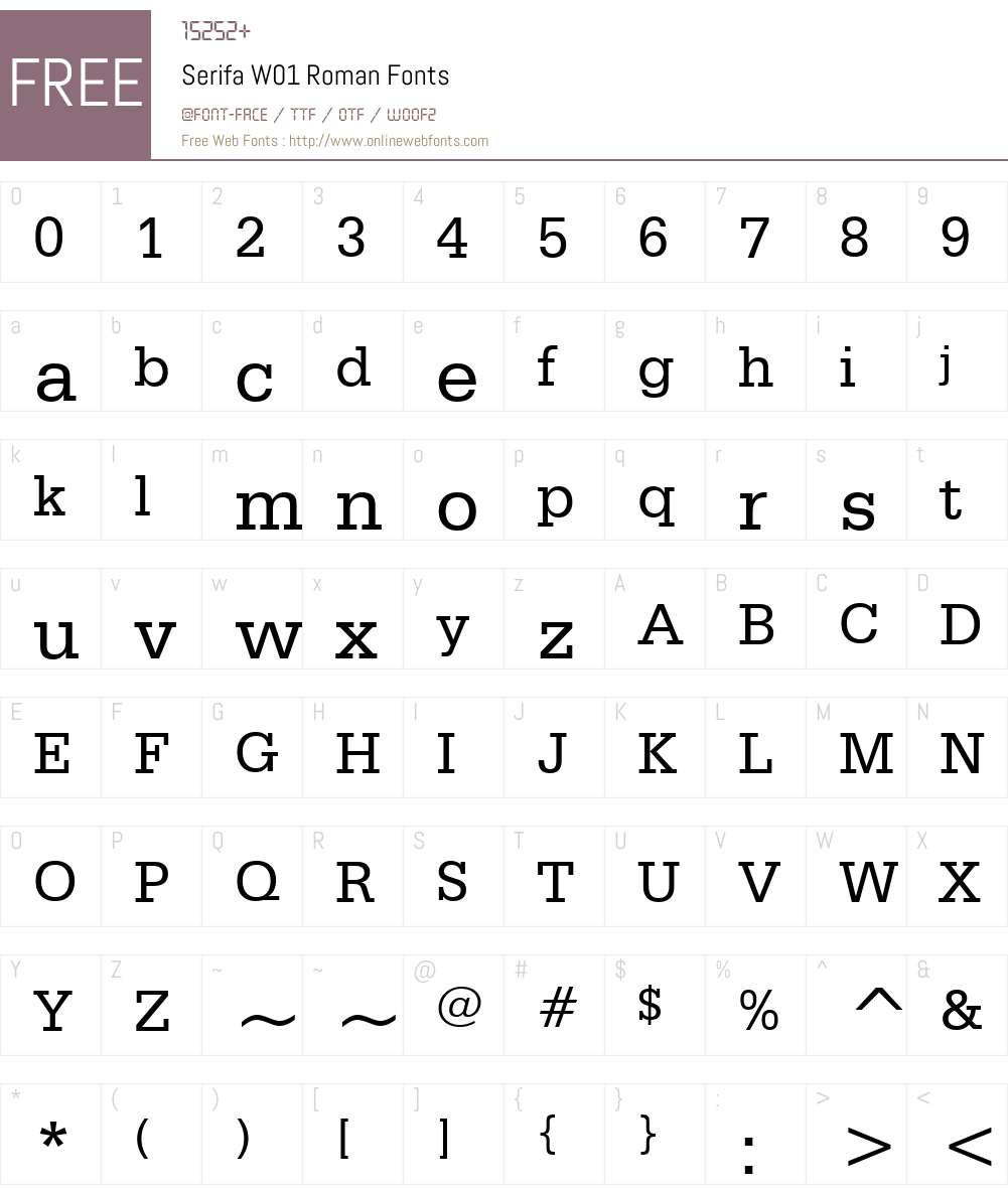 SerifaW01-Roman Font Screenshots