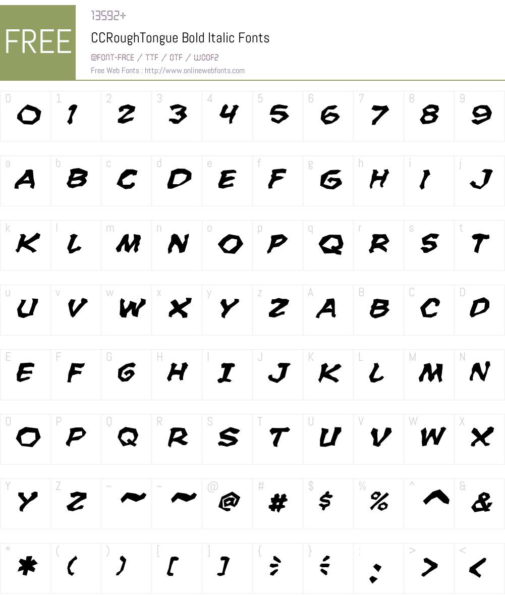 CCRoughTongue-BoldItalic Font Screenshots