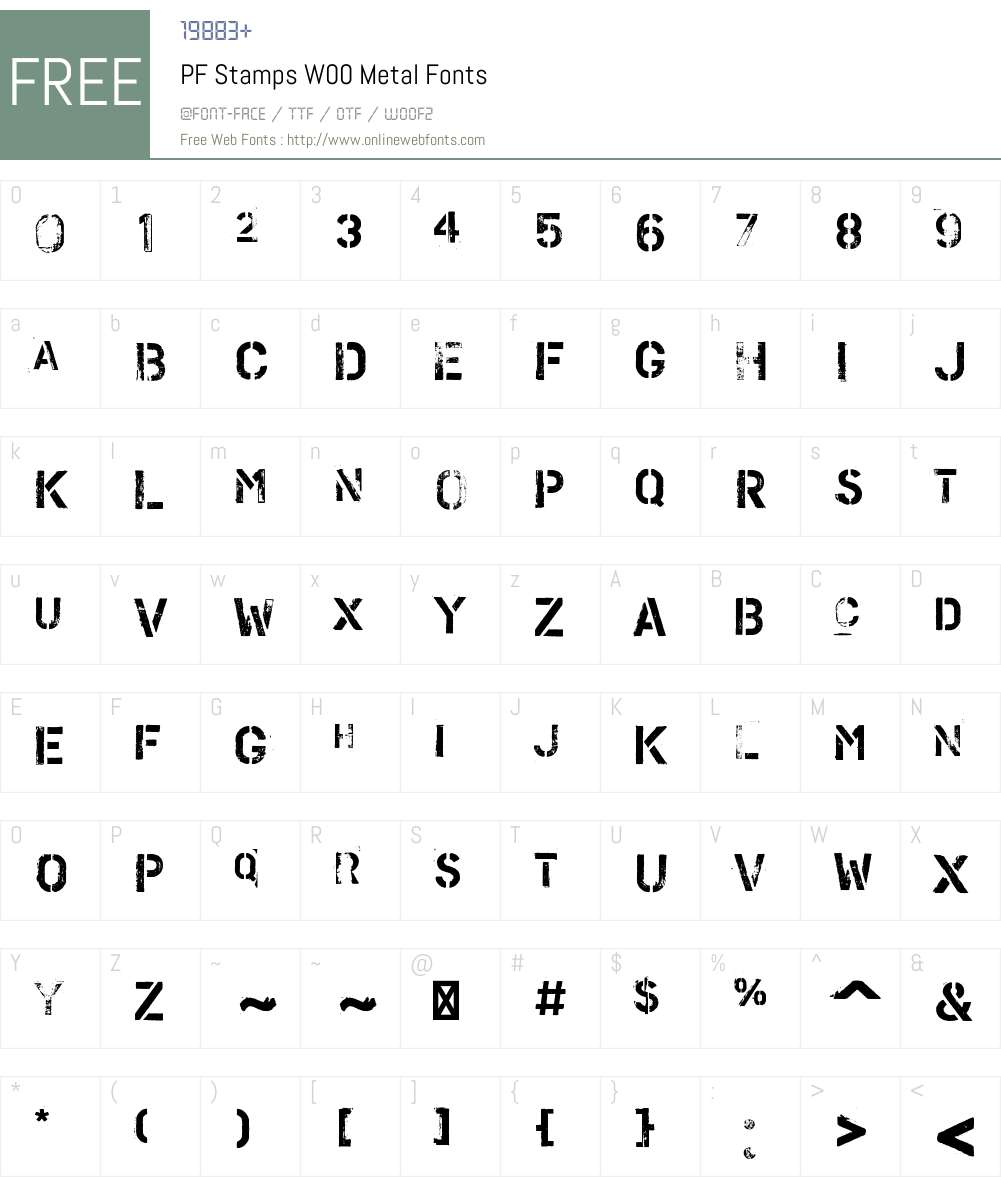 PFStampsW00-Metal Font Screenshots