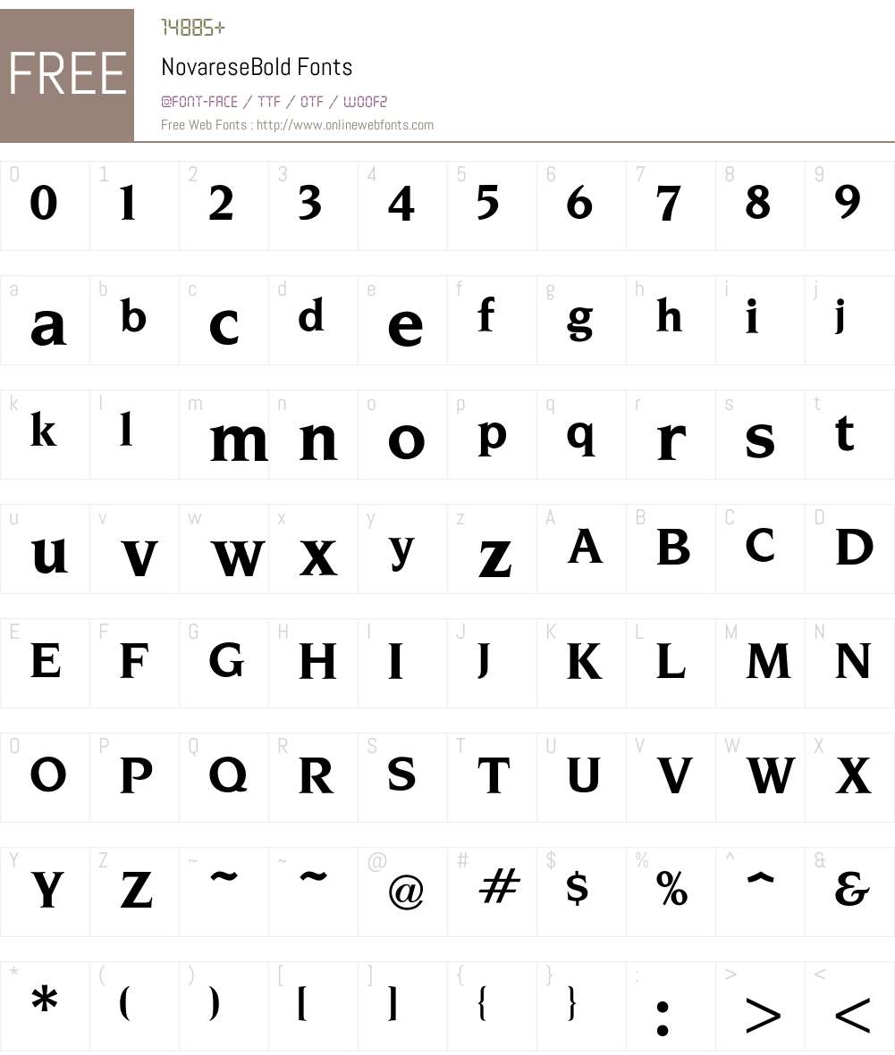 Novarese Font Screenshots