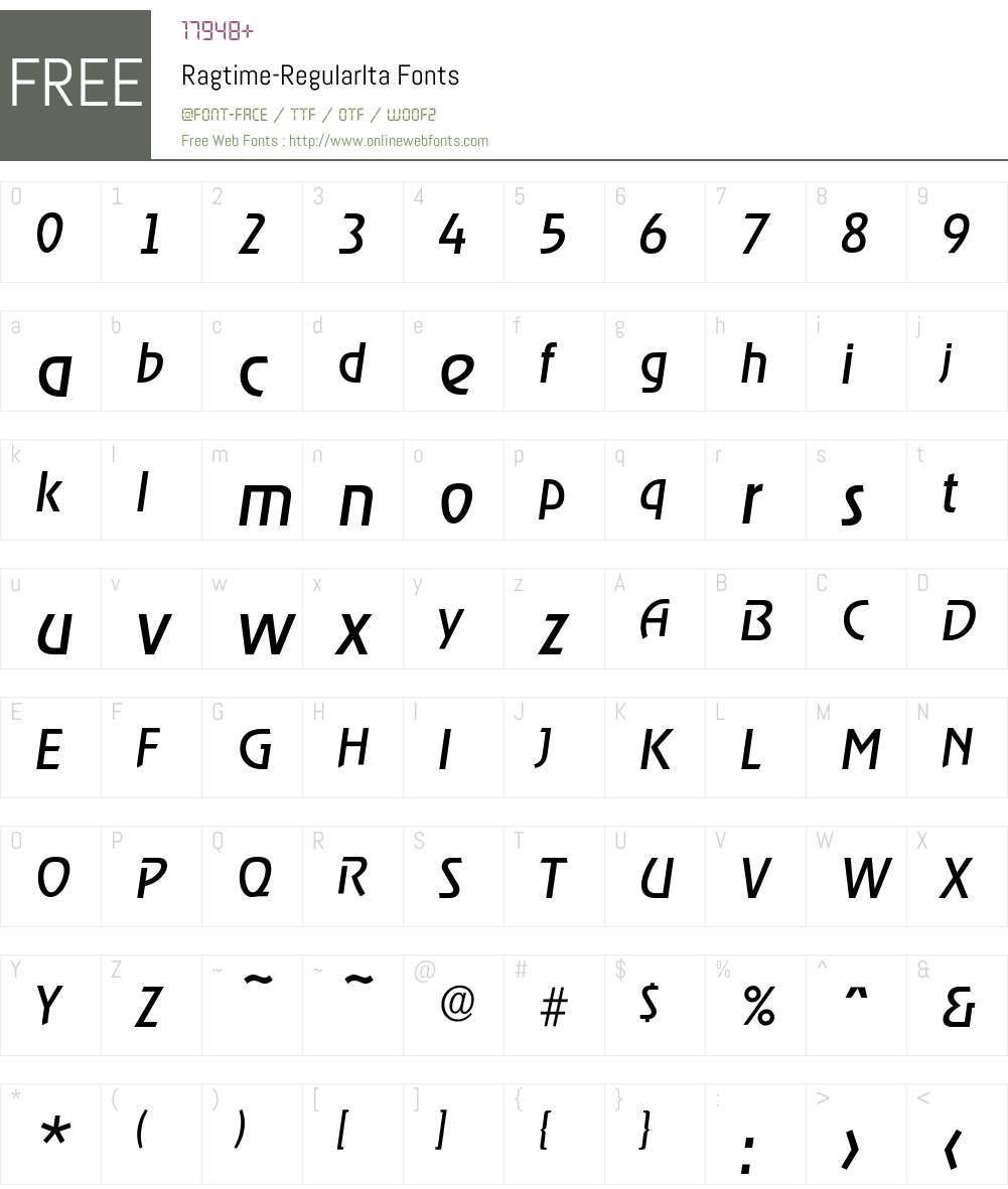 Ragtime-RegularIta Font Screenshots