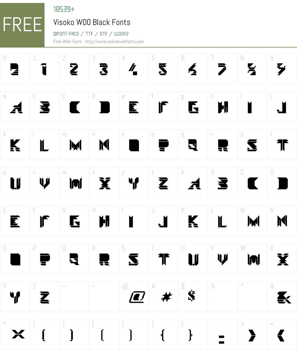 VisokoW00-Black Font Screenshots