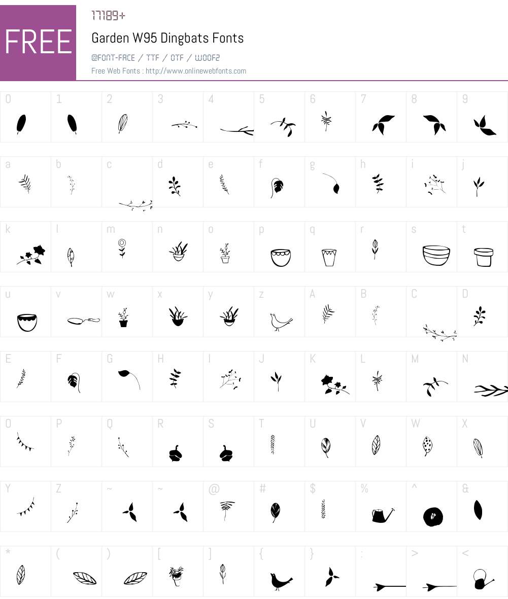 GardenW95-Dingbats Font Screenshots