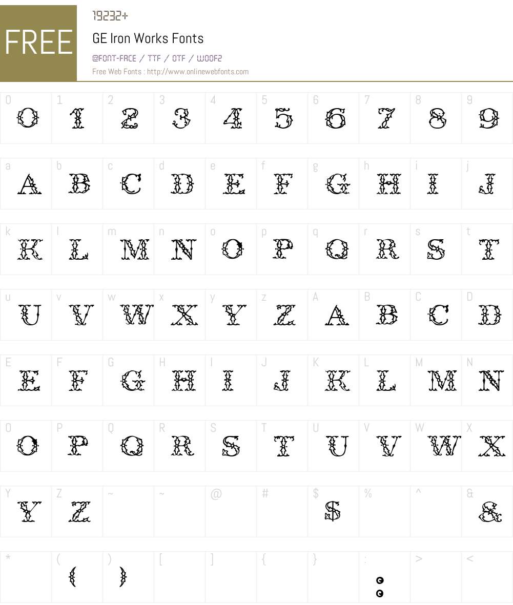 GE Iron Works Font Screenshots
