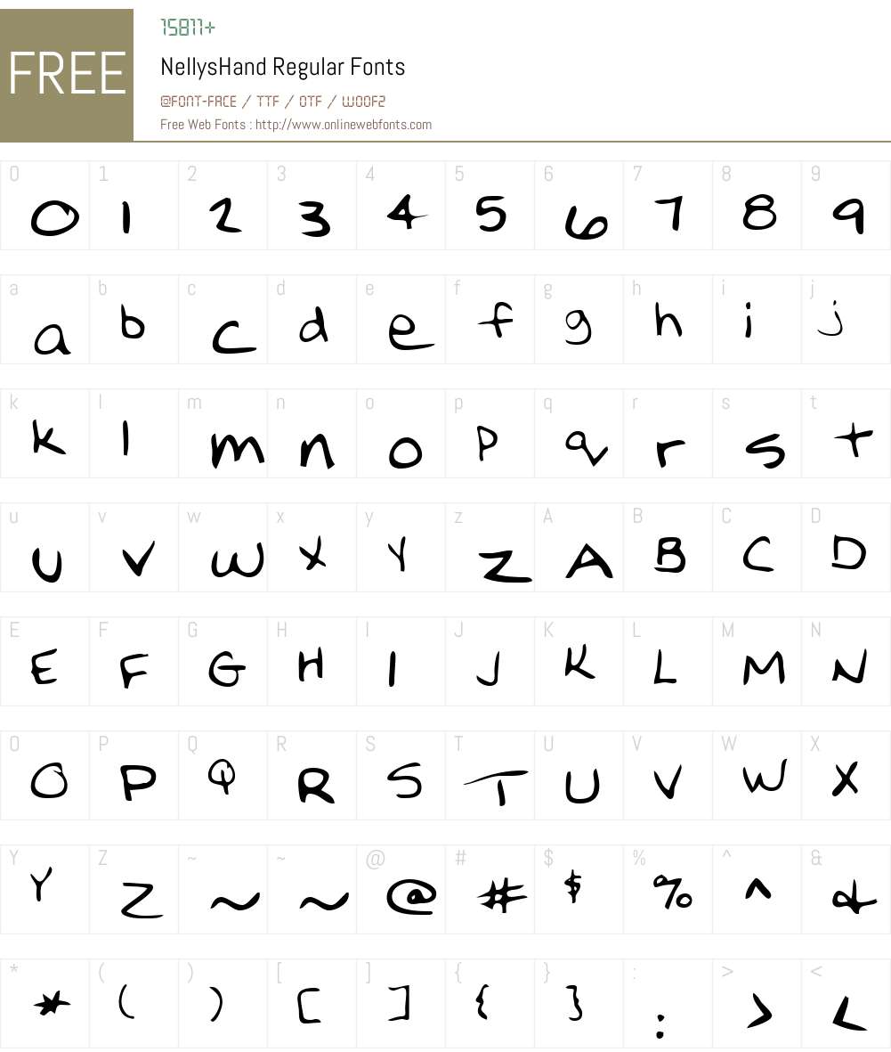 NellysHand Font Screenshots