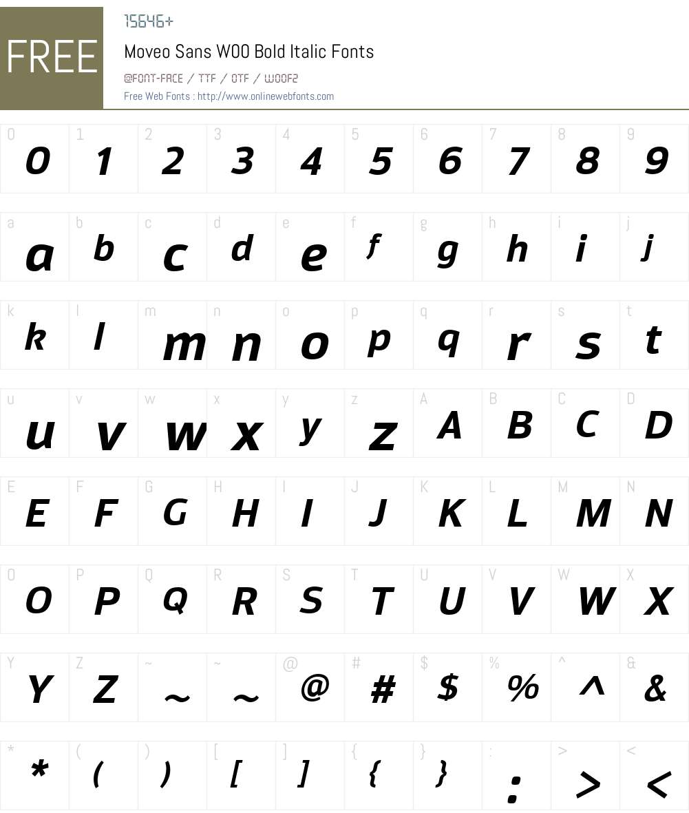MoveoSansW00-BoldItalic Font Screenshots