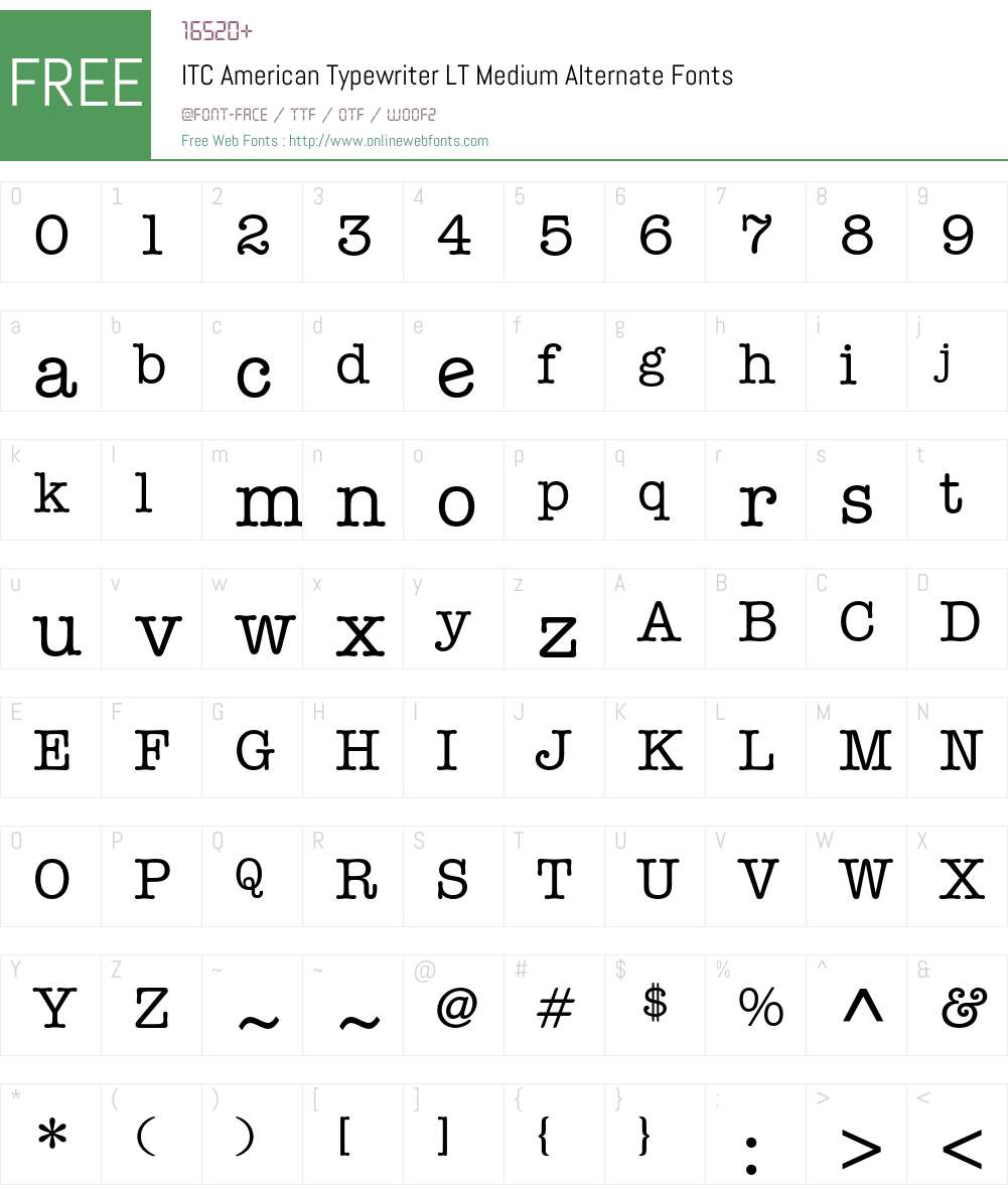 ITC American Typewriter LT Font Screenshots