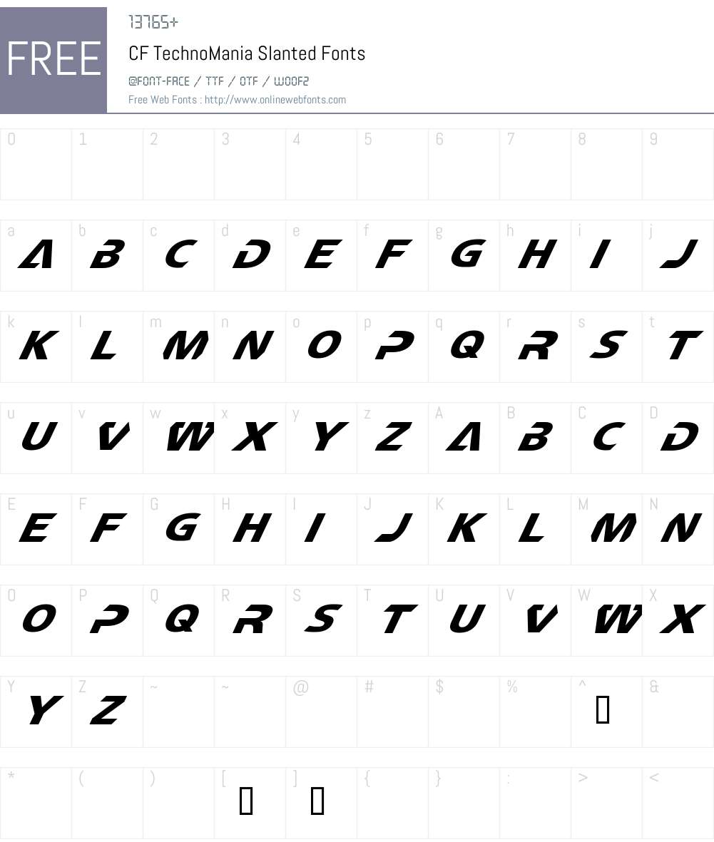 CF TechnoMania Font Screenshots