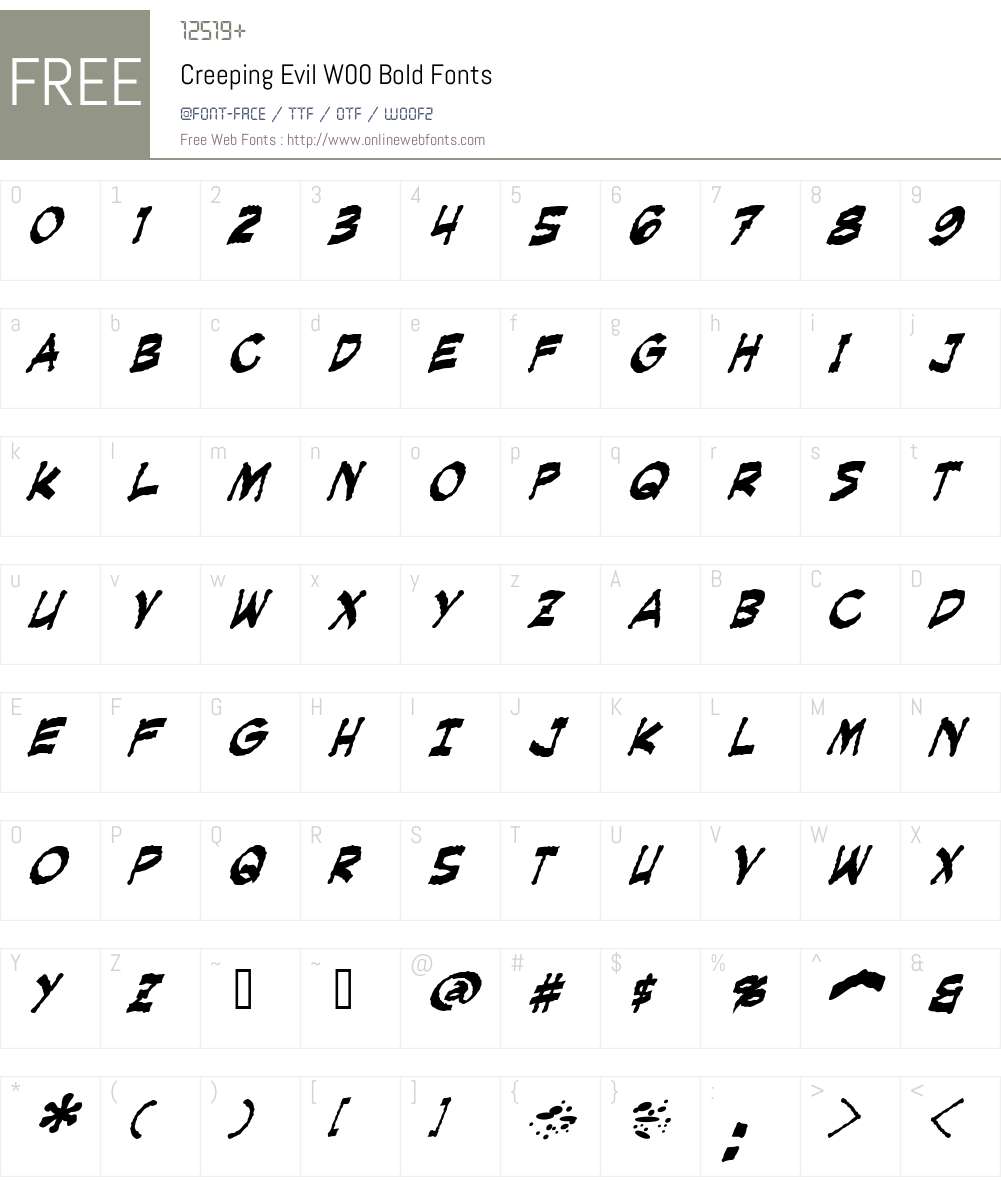 Creeping Evil Font Screenshots
