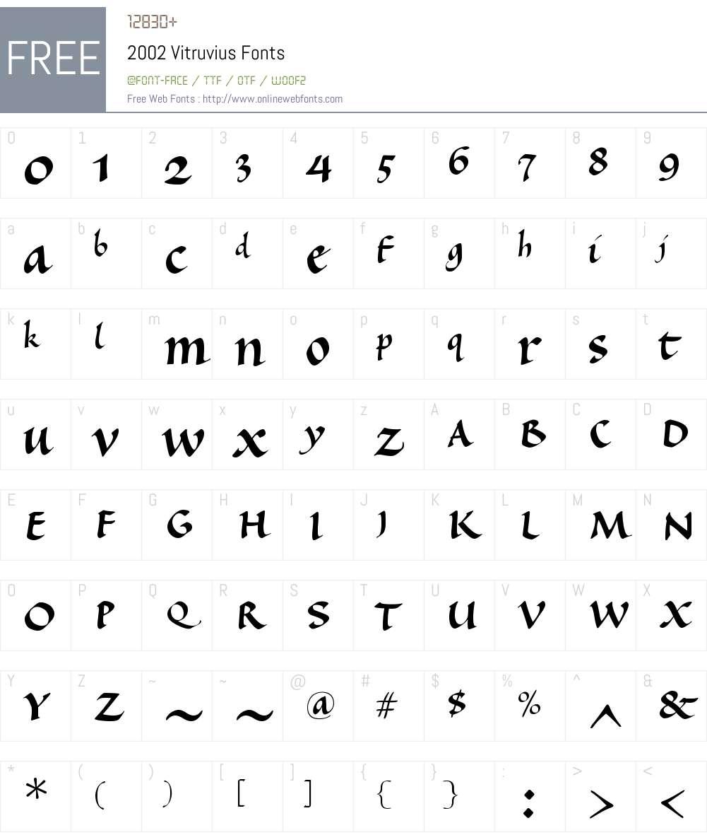 2002 Vitruvius Font Screenshots