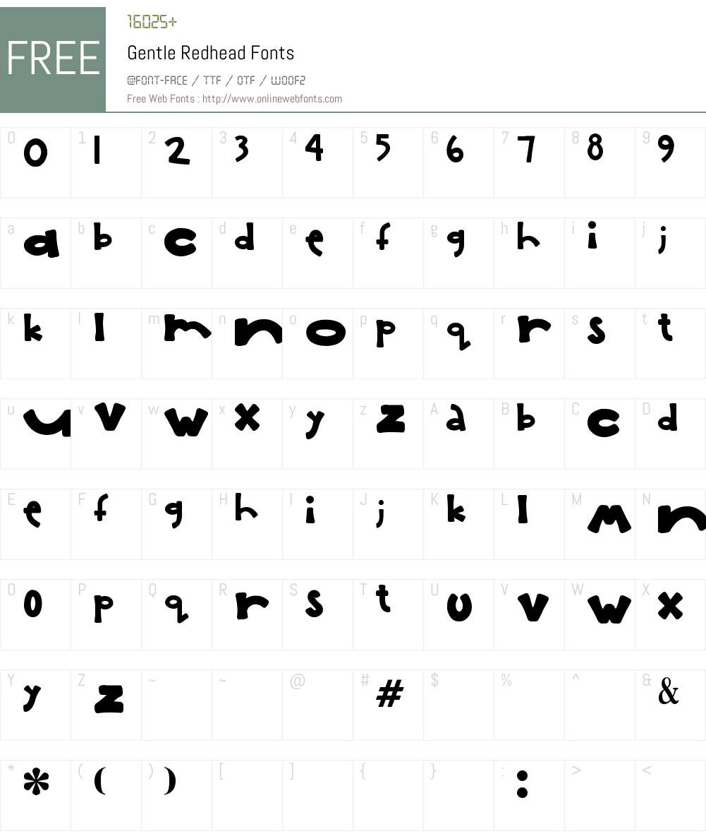 Gentle Redhead Font Screenshots