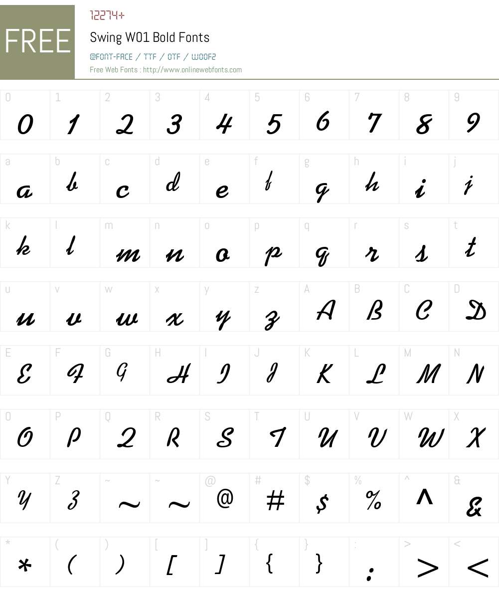 SwingW01-Bold Font Screenshots