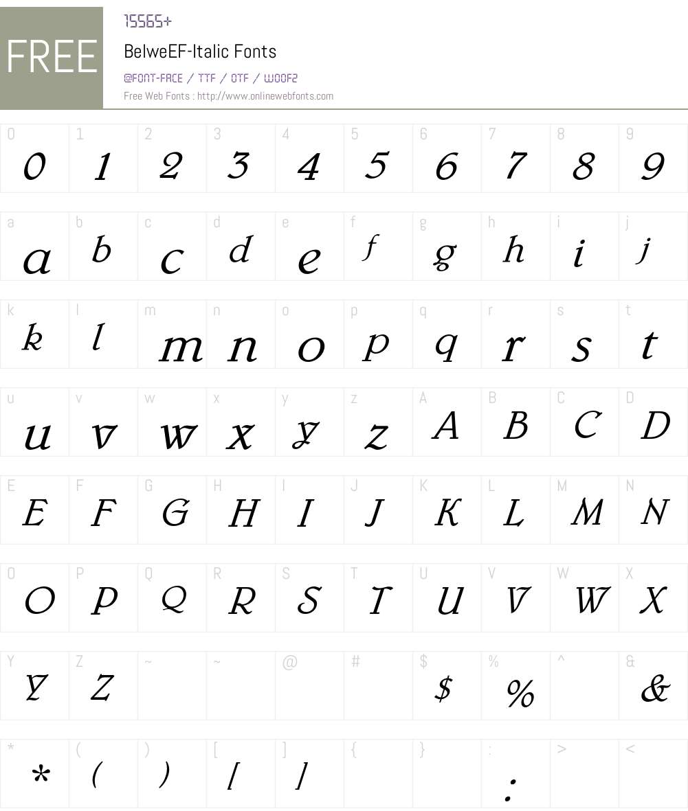 BelweEF-Italic Font Screenshots