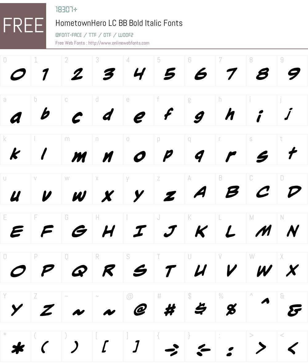 HometownHeroLCBB-BoldItalic Font Screenshots