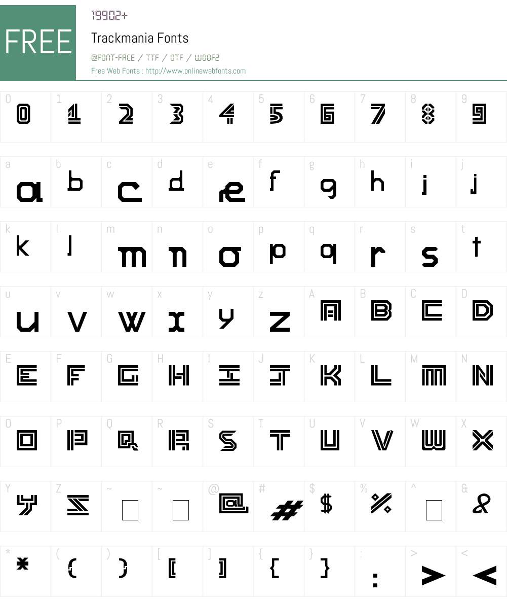 Trackmania Font Screenshots