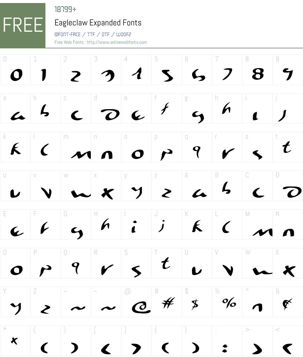 Eagleclaw Expanded Font Screenshots