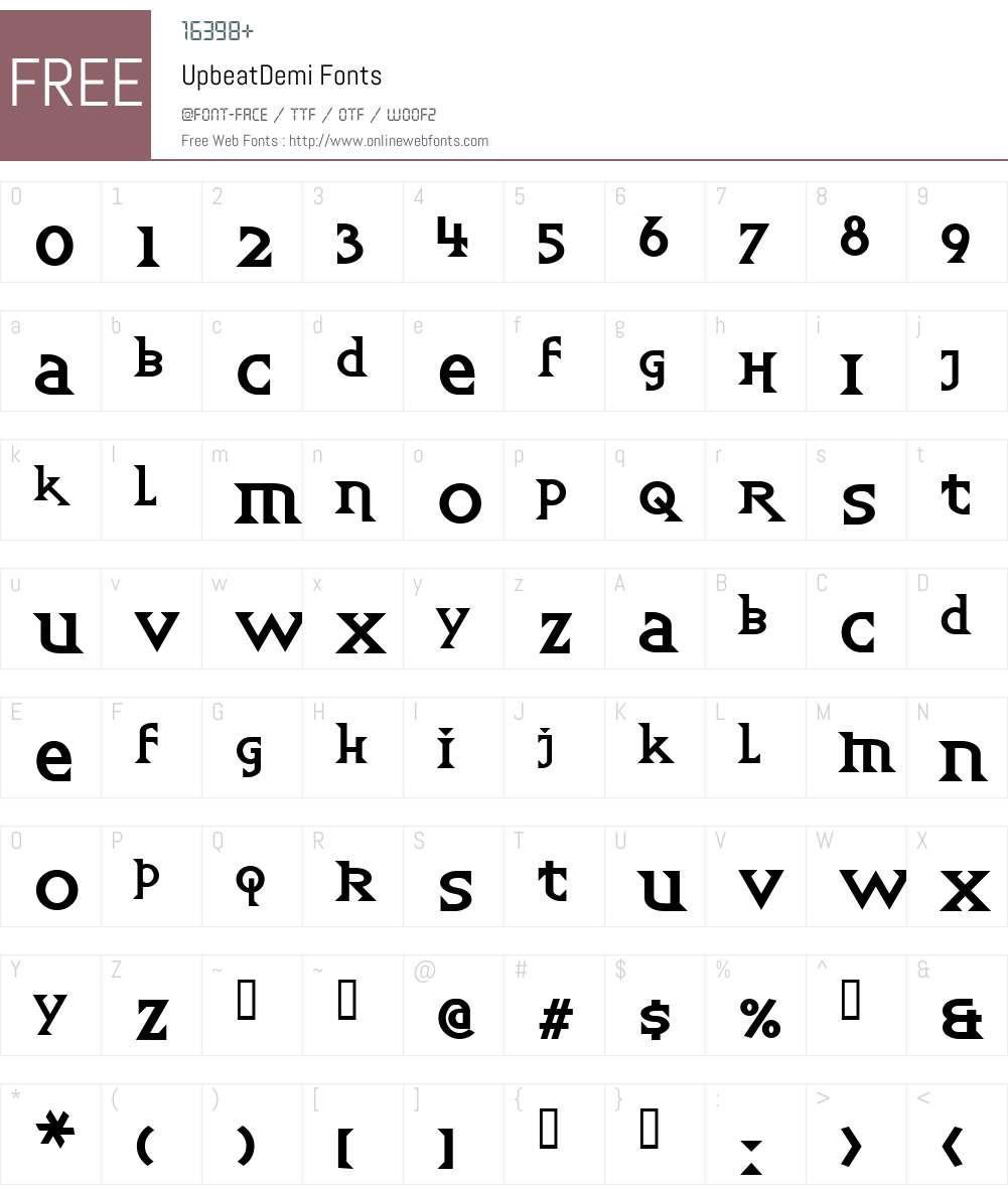 UpbeatDemi Font Screenshots