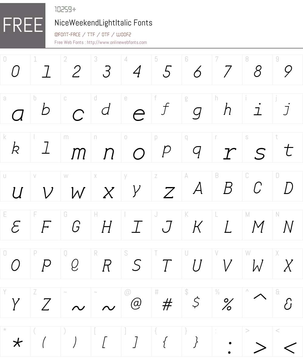 NiceWeekendW00-LightIt Font Screenshots