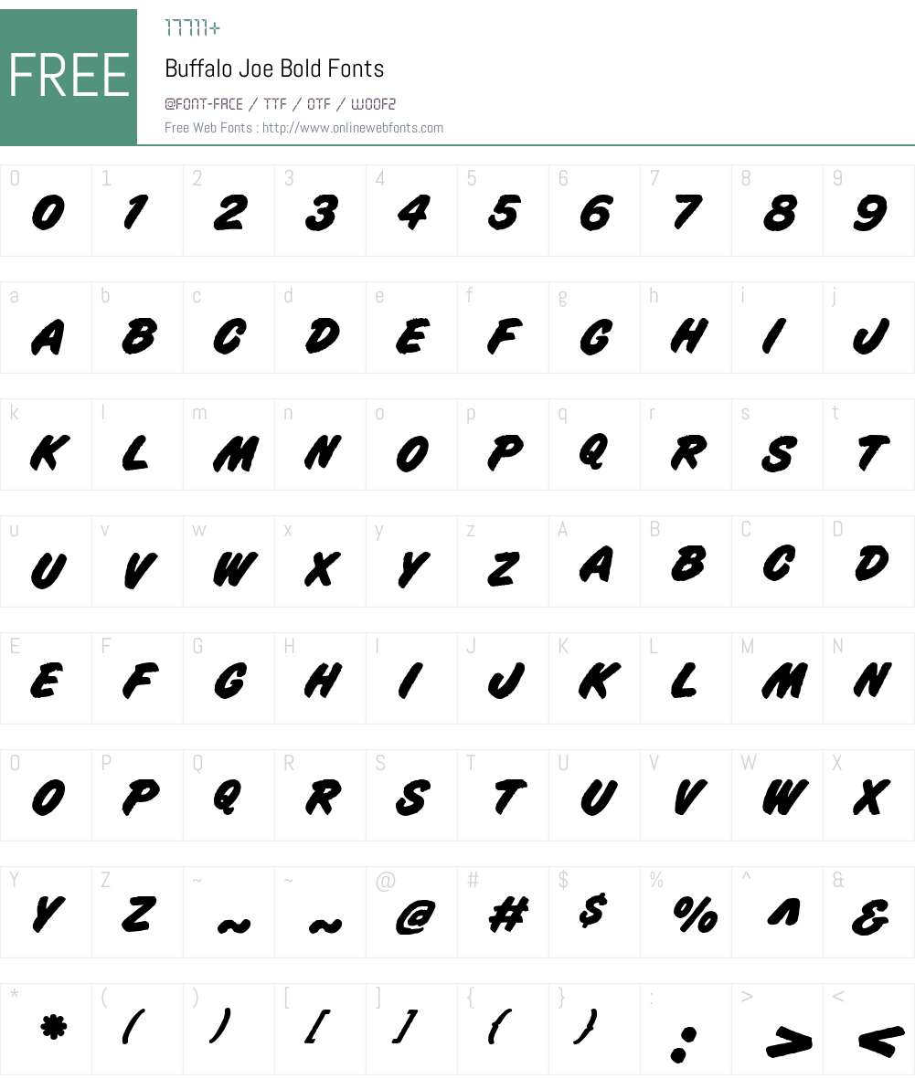 BuffaloJoeBold Font Screenshots