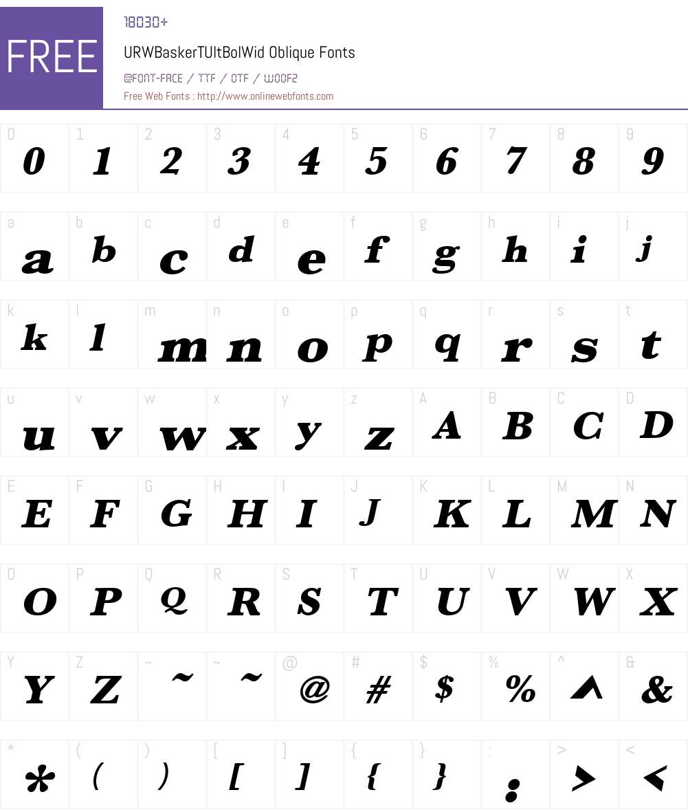 URWBaskerTUltBolWid Font Screenshots