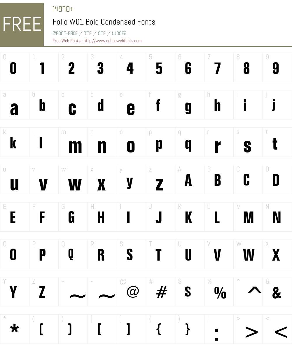 FolioW01-BoldCondensed Font Screenshots