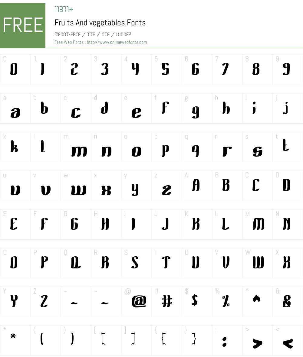 Fruits And vegetables Font Screenshots