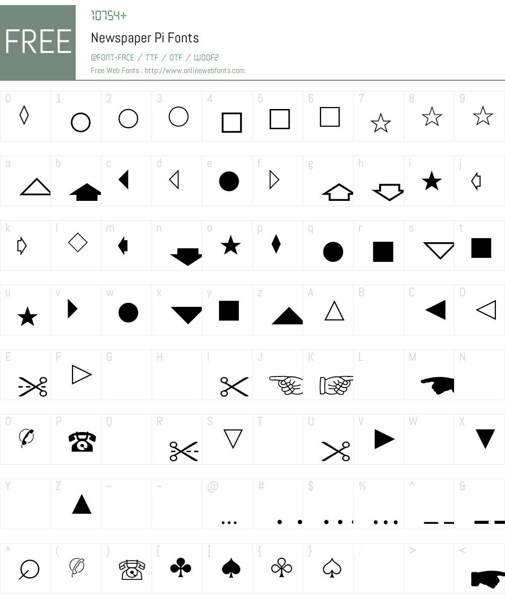 Newspaper Pi Font Screenshots