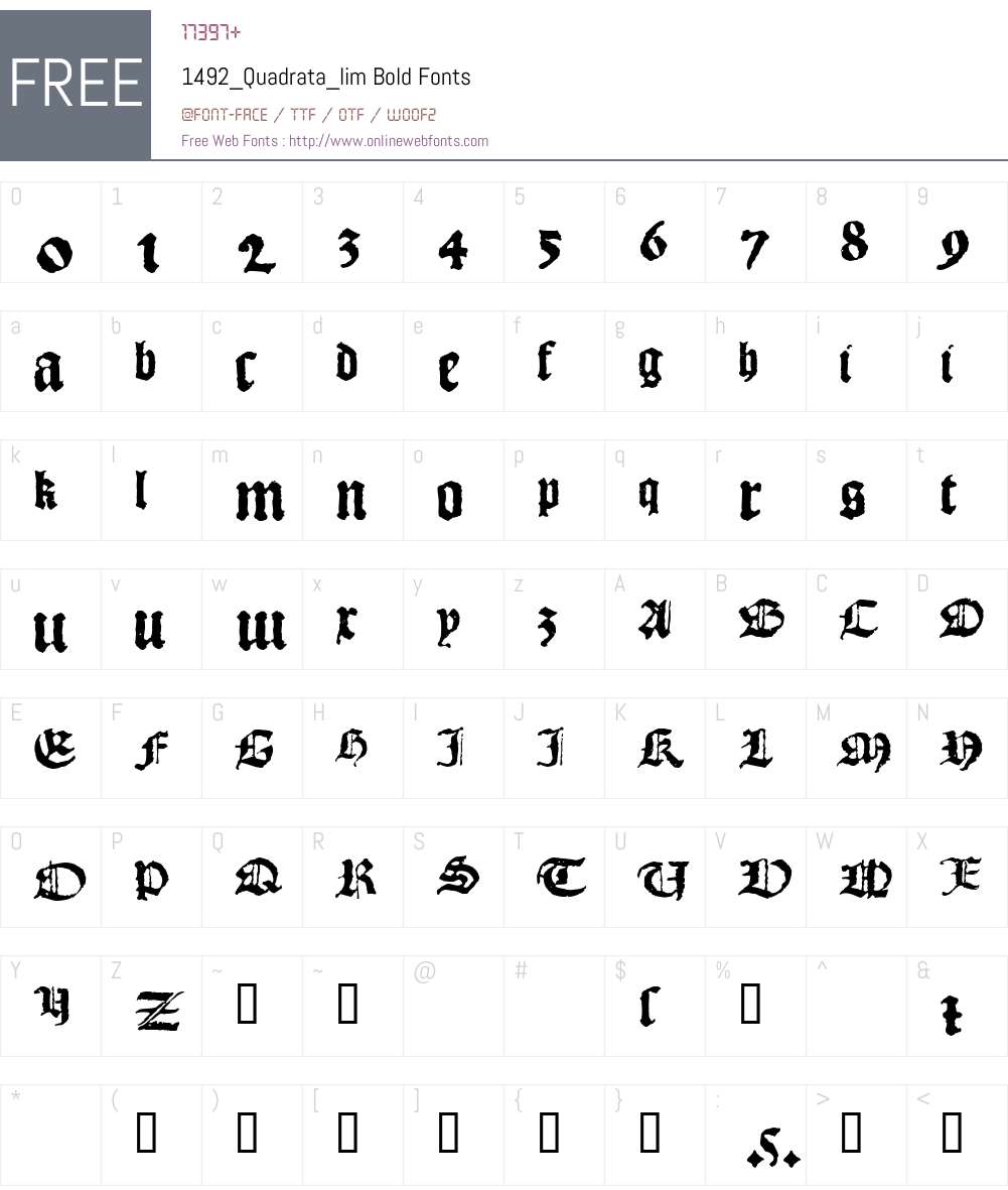 1492_Quadrata_lim Font Screenshots