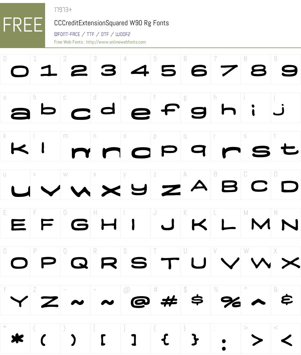 CCCreditExtensionSquaredW Font Screenshots